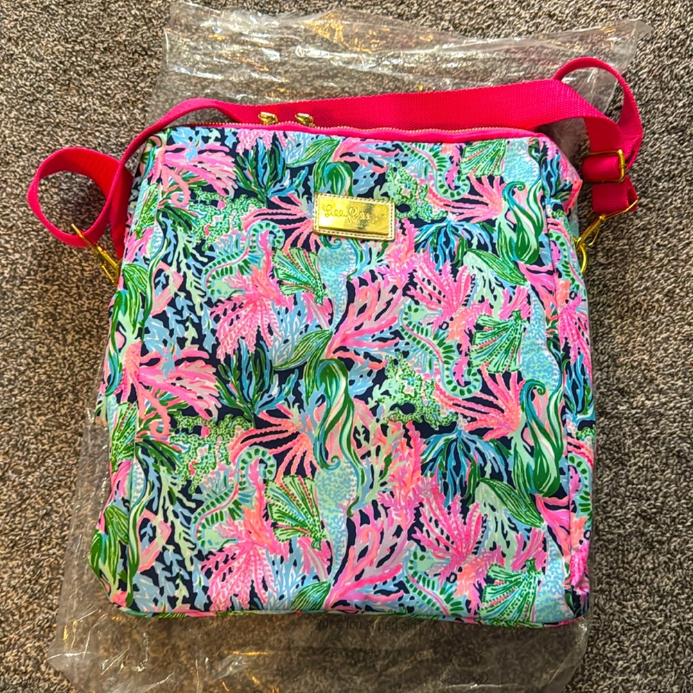 Lilly Pulitzer Insulated Wine Carrier High Tide Navy Bringing Mermaid Back NWT